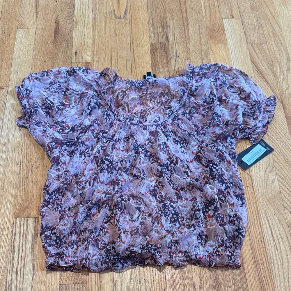 NWT Ella Moss Abstract Print Blouse - Purple and Brown Womens Small
